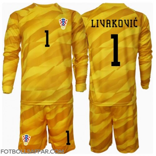 Kroatien Dominik Livakovic #1 Målvakt Hemmadräkt Barn EM 2024 Långärmad (+ Korta byxor)